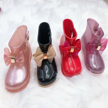 Melissa Mini mielas Vandeniui lietaus batai vaikams, Vaikų, Kūdikių, Mergaičių PVC Drugelis-mazgas Buckle Diržas Dot Guma Vandens batai HMI012