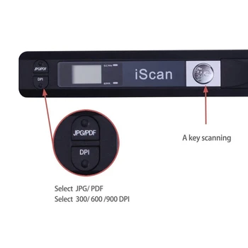 Nešiojamosios Rankinės Dokumentas Skaitytuvas 227X20X20mm 900 DPI USB 2.0 LCD Ekranas Paramos JPG / PDF Formatu Atrankos
