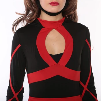 Moterų ninja Klasikiniai Kostiumai Helovinas Kostiumai Juodas Raudonas Japonų Animacinių filmų Fancy Dress Cosplay Nindzė Žudikas Kostiumai Moterims