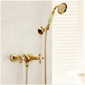 Naujas aukštos kokybės žalvario ir Jade aukso vonios kambarys dušo komplektas Sienos Montuojamas vonios kambarys, Vonia Bakstelėkite
