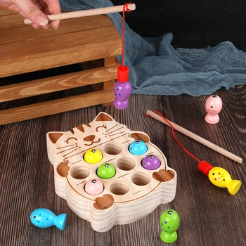 Ikimokyklinio Mediniai Montessori Žaislai Magnetinio Žvejybos Puzzle Žaidimas Kūdikių Ankstyvojo Ugdymo Mokymo Priemonių Matematika Žaislas Vaikams Mergina Dovana