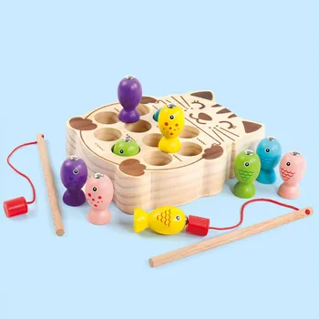 Ikimokyklinio Mediniai Montessori Žaislai Magnetinio Žvejybos Puzzle Žaidimas Kūdikių Ankstyvojo Ugdymo Mokymo Priemonių Matematika Žaislas Vaikams Mergina Dovana
