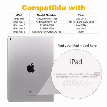 IPad mini 1 2 3 4 5 2019 Smart Case Cover For iPad mini 5 mini 4 mini 3 mini 2 Funda Apsaugos PU odos Stovėti Shell 