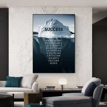Iceberg Sėkmės Drobės Plakatas Kraštovaizdžio Motyvacijos Drobė Sienos Meno Citata Šiaurės Spausdinti Sienos Nuotrauka už Kambarį Šiuolaikinės