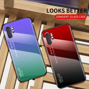 Gradientas Grūdintas Stiklas Case For Samsung Galaxy Note 10 Plius žibintas, galinis Dangtelis Apsaugos Atveju Shell 