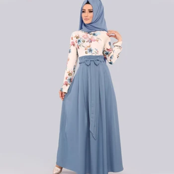 Gėlių Islamo Musulmonų Abaja Dubajaus Moterų Musulmonų Rinkiniai Mados Maxi Suknelė, Hijab Suknelė Indija Amerikos Drabužių Turkija Caftan Žiemą