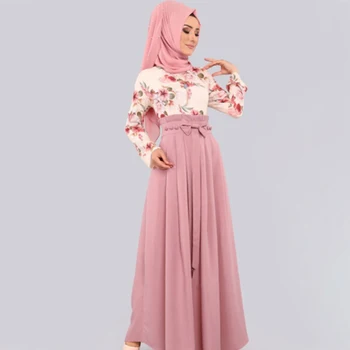 Gėlių Islamo Musulmonų Abaja Dubajaus Moterų Musulmonų Rinkiniai Mados Maxi Suknelė, Hijab Suknelė Indija Amerikos Drabužių Turkija Caftan Žiemą
