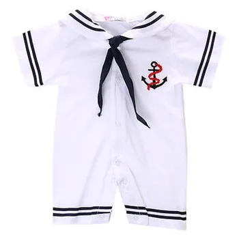 2019 Karšto Naujagimiui Mergaitė Berniukas Kostiumas Romper Sailor kūdikių Babygrow Vienas Gabalas Jumpsuit 4-18M