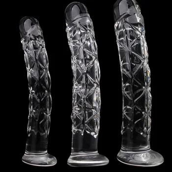 3 dydis Kristalų Didelis Stiklinis Dildo Realistiškas Penis Dirbtinis Analinis Dildo 