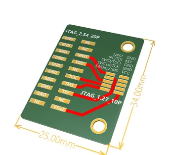 JTAG Adapterio Valdybos 20 pin 2.54 mm iki 10 pin 1.27 mm Pikis JLINK XDS100 SWD Sąsaja Adapterio Plokštė Pinboard su ekranuotas laidas