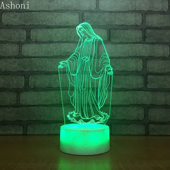 3D Akrilo LED Nakties Šviesos Mergelės Marijos Touch 7 Spalva Keičiasi Stalas Stalo Lempa Šalies Dekoratyvinės Šviesos Kalėdų Dovana