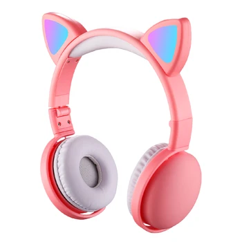 AIKSWE Kelių Spalvų LED Kačių Ausų Kartus per Ausines, Bluetooth 5.0 HD Voice Su Mic Belaidžio+Laidinio Mergaitėms Dovanų ir Vaikų Rankų