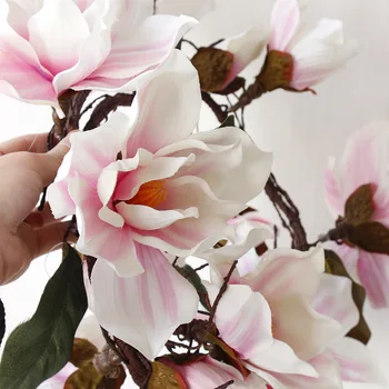 Dirbtinis Magnolija latekso orchidėja gėlė cukranendrių netikrą gėlių filialai vestuvių gėlių string didelis magnolia gėlių, Vestuvių Dekoravimas
