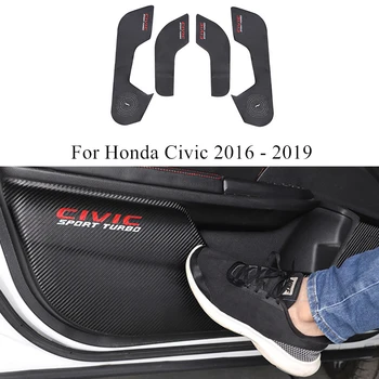4 vnt./nustatyti Automobilio Duris Anti-kick Trinkelėmis Raštas Kilimėlis Vaikams Anti-nešvarus Kilimėlis Lipdukai Honda Civic 2016 2017 2018 2019 Priedai