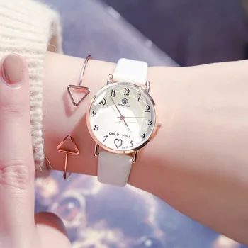Tik jums saldus moters žiūrėti su širdies dizaineris ponios mados kvarciniai rankiniai laikrodžiai paprasta gražių moterų oda laikrodis dovanos
