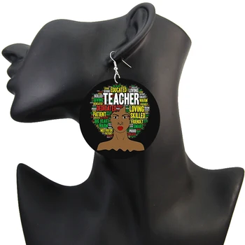 SOMESOOR Klasės 2021 AFRO Natūralių Plaukų Afrikos Medienos Lašas Auskarai Melanino Poppin Mokytojas Smart Black Queen Dizaino Papuošalų Dovana