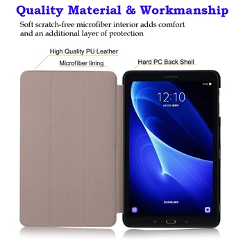 Plonas Magnetiniai Veidrodėliai Case Cover for Samsung Galaxy Tab A6 10.1 2016 SM-T580 SM-T585 Tablet Apsauginis Dangtelis +Filmas+Stylus Pen