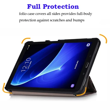 Plonas Magnetiniai Veidrodėliai Case Cover for Samsung Galaxy Tab A6 10.1 2016 SM-T580 SM-T585 Tablet Apsauginis Dangtelis +Filmas+Stylus Pen