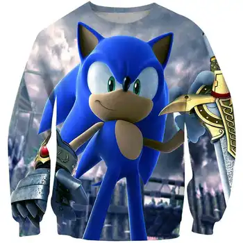 3D Sonic the hedgehog Vaikų Hoodie Kailio Vaikams, Puloveriai, Susagstomi megztiniai viršutinių drabužių siuvimas Kostiumų Berniukams, Mergaitėms, drabužiai, Džemperis Streetwear