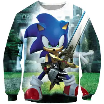 3D Sonic the hedgehog Vaikų Hoodie Kailio Vaikams, Puloveriai, Susagstomi megztiniai viršutinių drabužių siuvimas Kostiumų Berniukams, Mergaitėms, drabužiai, Džemperis Streetwear