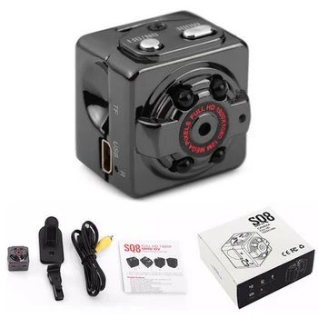 SQ8 1080P Mini Kamera, 360 Laipsnių Sukimosi Įrašą Infraraudonųjų spindulių Naktinio paslėpta Judesio Aptikimo mikro kamera espia mini kamera mini dv