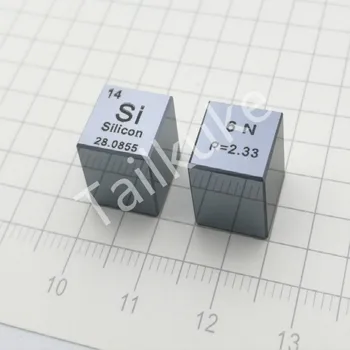 [Pilnas veidrodžio paviršiaus] Didelio grynumo monokristalo silicio ir Silicio kubo Periodinės lentelės tipo kubas 10mm Si≥6N
