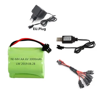 (SM Plug) Ni-MH 6 v 3000mah Baterija + USB Įkroviklis Rc žaislai Automobiliai, Tankai, Robotai, Valtys Ginklai 5* 6 v AA Įkraunamos Baterijos