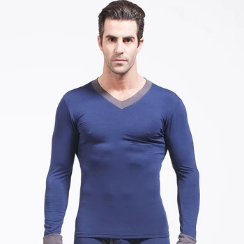 Vyriški stora Modell V kaklo šiltas pagrindinis apatinis trikotažas vieną rudenį apatinės kaklo apdaila plonas apačioje marškinėliai long john vyrų šilumos mens dugnas