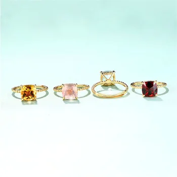 BK Rožinė Kristalų Hibiscus Gem Žiedai Atidaryti Reguliuoti Mados Paprasta Fine Jewelry Dalyvavimo Šalies Dovanos Neįprastas Žiedo Uodega