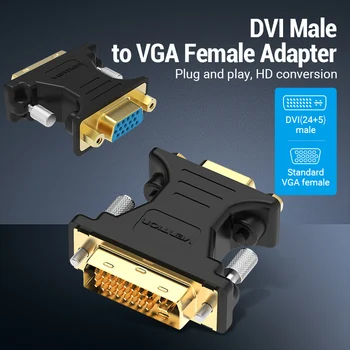 Paj DVI į VGA Adapteris, DVI-I 24+5 Male VGA Moterų Konverteris Kabelis, 1080P HDTV Projektorius PC Montior VGA ir DVI
