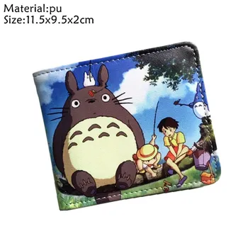Ghibli Anime Mano Kaimynas Totoro PU Piniginė Bifold Foto Kortelės Turėtojas Studentų Monetos Odos Berniukų, Mergaičių Animacinių filmų Trumpas Piniginės Dovana