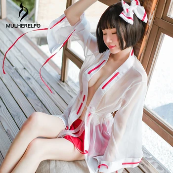 Seksualus Matyti Per Pižama Rinkiniai Moterų Tinklinio COS Kambarinės Kostiumas Sleepwear Mielas Pagundai Kambarinės Kostiumas Anime Skaidrus Pižama Moteris