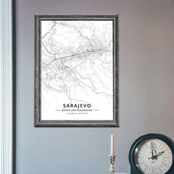 Sarajeve Bosnijos Žemėlapis Plakatas