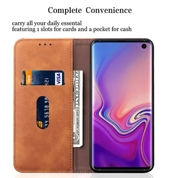 Magnetinio Flip Case for Samsung Galaxy S10 Plius S10 S10e 2019 S10plus Prabangus Retro Odos Piniginės 