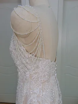 Vestido de noiva Unikali Nėrinių Undinė Vestuvių Suknelės, Perlų Spagečiai Dirželiai Nuotakos Suknelė 2020 Elegantiškas Vestuvių Suknelės Undinė