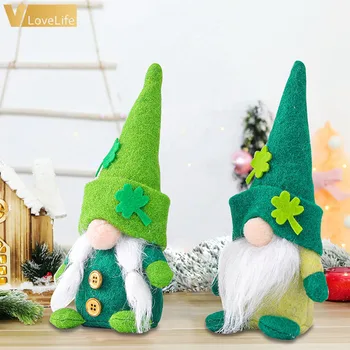 Gnome Pliušinis Lėlės St. Patrick ' s Day Beveidis Žalia Dobilų Nykštukai Lėlės Airijos Dieną Šalis Dekoro Šventojo Patriko Dienos Dovanos Vaikams
