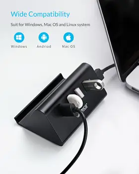 ORICO 5Gbps Didelės Spartos Mini 4 uostų USB3.0 HUB Splitter Darbalaukio Nešiojamas su Stovu Savininkas Telefono, Tablet PC - Black / White