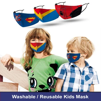 Mados veido kaukė vaikams plaunamas ir daugkartinio naudojimo medvilninių vaikų kaukės animaciją super herojus burnos kaukę mielas vaikai kaukė filtras dovanų