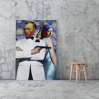 James Bond Juokinga Van Gogh Plakatas Drobės Tapybos Sienos Meno Dekoro Gyvenimo Kambario, Miegamasis, Studijų Namų Puošybai Spausdina