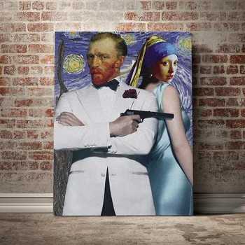 James Bond Juokinga Van Gogh Plakatas Drobės Tapybos Sienos Meno Dekoro Gyvenimo Kambario, Miegamasis, Studijų Namų Puošybai Spausdina