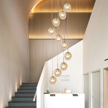 Šiaurės Laiptai Pakabukas Apšvietimo Valgomasis Kabo Lempa sukasi laiptai, modernios LED Pakabukas lempa, laiptų LED Pakabukas lempos stiklo
