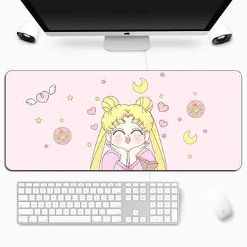 Anime Sailor Moon Didelis Pelės Mygtukai Dideli, Guminiai Žaidimų Kilimėlis Greitis Kawaii XL Kilimėlis Klaviatūros Užrakinimas Krašto Otaku Kompiuterio Stalas Padas