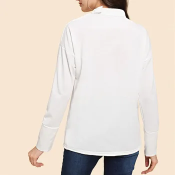 Pavasarį Moterys Slim marškinėliai Balti ilgomis Rankovėmis Kietas marškinėliai Cross Golfo Mados Pasėlių Top Marškinėliai Moteriai Naujas