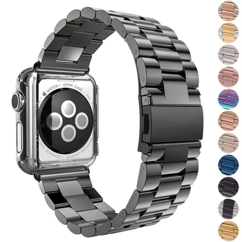 Nerūdijančio plieno dirželis apple watch band 44mm 40mm iwatch juosta 42mm 38mm metalo apyrankė 