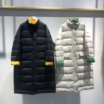 2020 Naujas Schinteon Korėjos Stiliaus Žemyn Striukė Prarasti Žiemą Šiltas Ilgas Outwear Baltųjų Ančių Pūkų Paltai Per Dydis Moterų, Atsparus Vandeniui