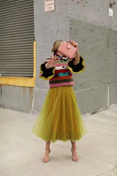 2020-Line Klostuotas Sijonas Streetwear Užsakymą Ilgai Tiulio Sijonai Moterų Oficialią Šalies Sijonas jupe кожаная юбка