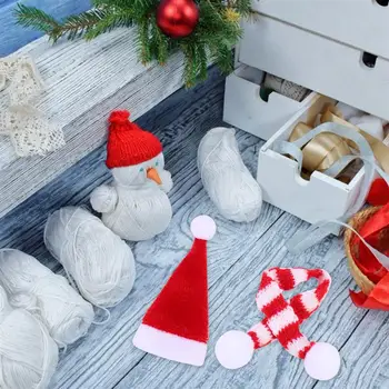 20pcs Gražių Megztų Dekoro Kalėdų Ornamentu Mini Kalėdinė Amatų Lėlėms(Kalėdų skrybėlę 10vnt+raudona ir balta scarf10pcs)