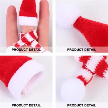 20pcs Gražių Megztų Dekoro Kalėdų Ornamentu Mini Kalėdinė Amatų Lėlėms(Kalėdų skrybėlę 10vnt+raudona ir balta scarf10pcs)