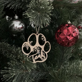 Asmeninį Savo Šuns Vardą , Custom Šuns Leteną Kalėdų Ornamentu - Lazeriu Graviruotas pavadinimas vietos kortelėje,Kalėdų dekoro