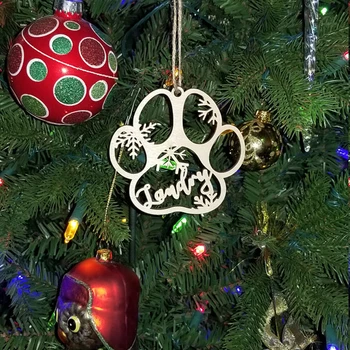 Asmeninį Savo Šuns Vardą , Custom Šuns Leteną Kalėdų Ornamentu - Lazeriu Graviruotas pavadinimas vietos kortelėje,Kalėdų dekoro